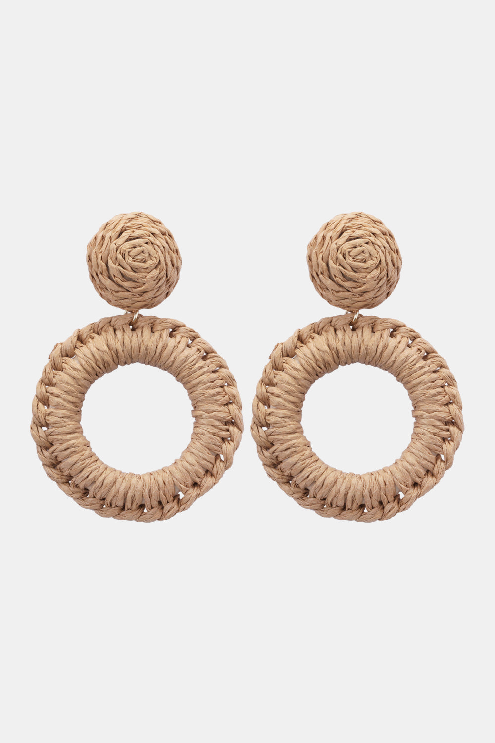 Round Shape Raffia Grass Dangle Earrings 
