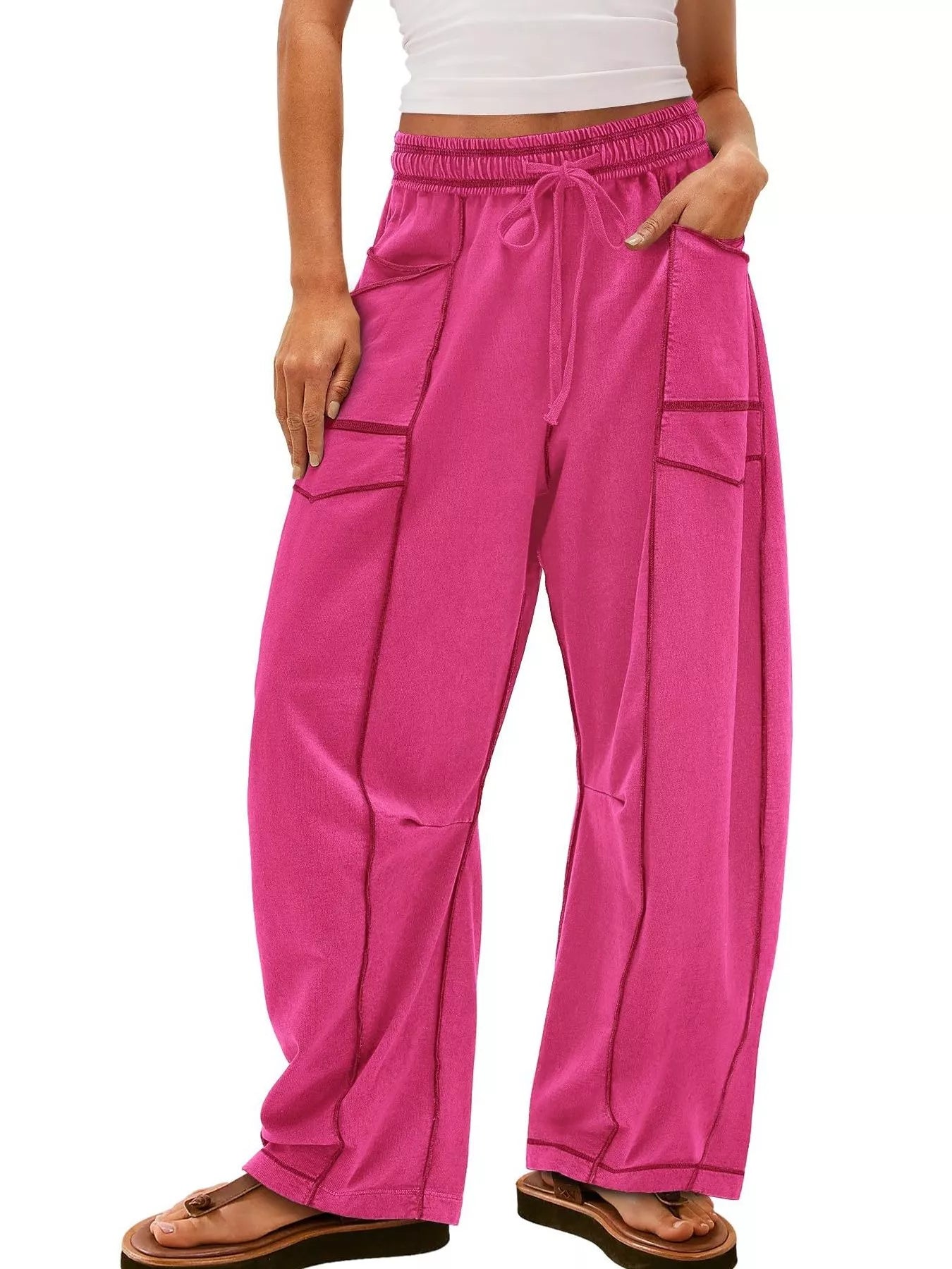 Drawstring Wide Leg Pants 