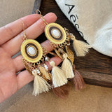 Alloy Rice Bead Dangle Earrings 