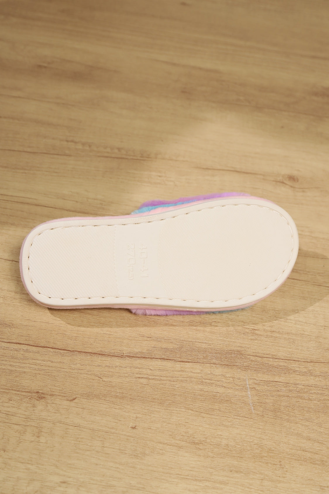 Color Block Open Toe Faux Fur PVC Slippers 