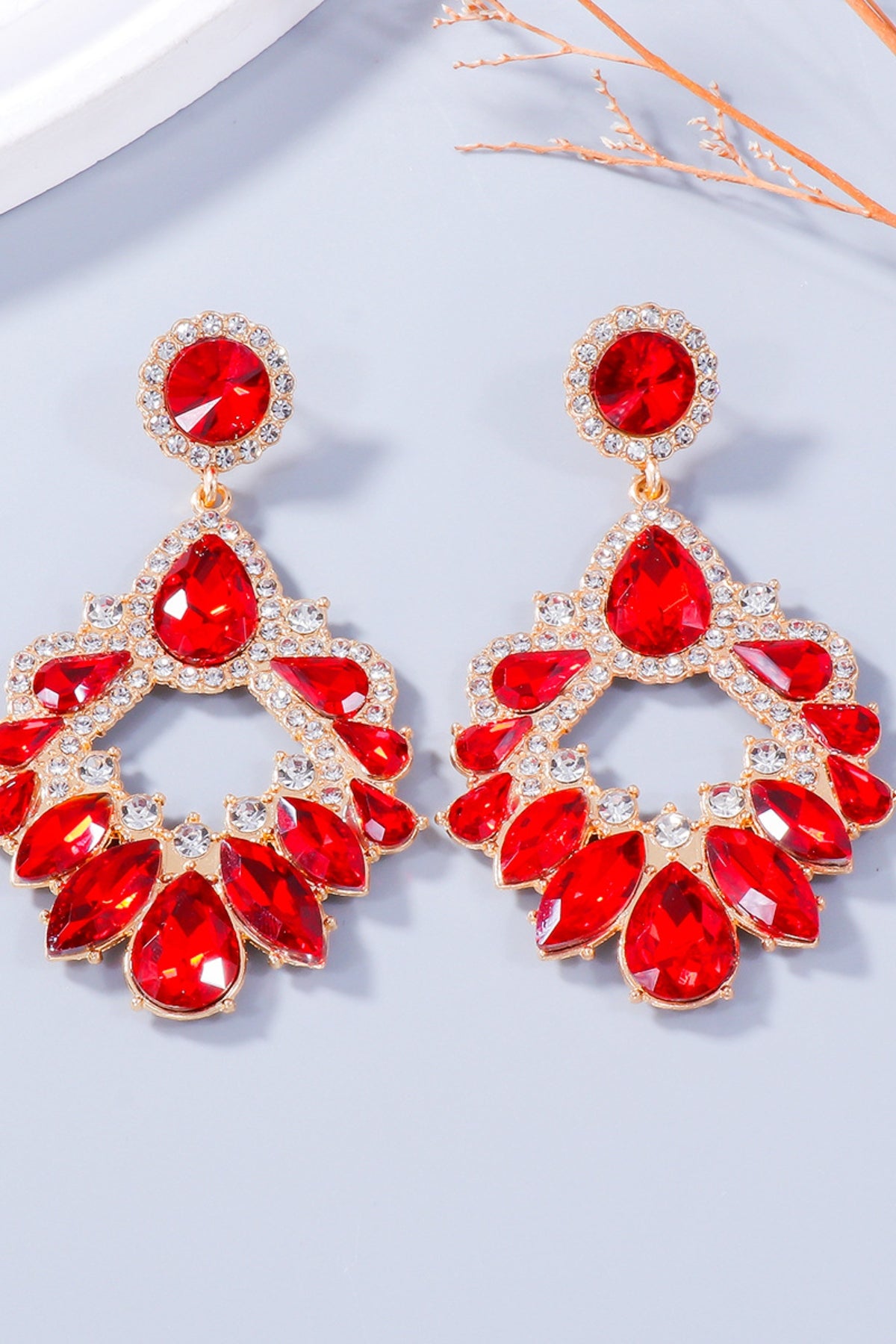 Alloy Rhinestone Dangle Earrings 