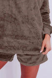 Round Neck Long Sleeve Top and Shorts Lounge Set Lingerie & Nightwear