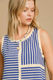 Umgee Round Neck Texture Striped Tank 