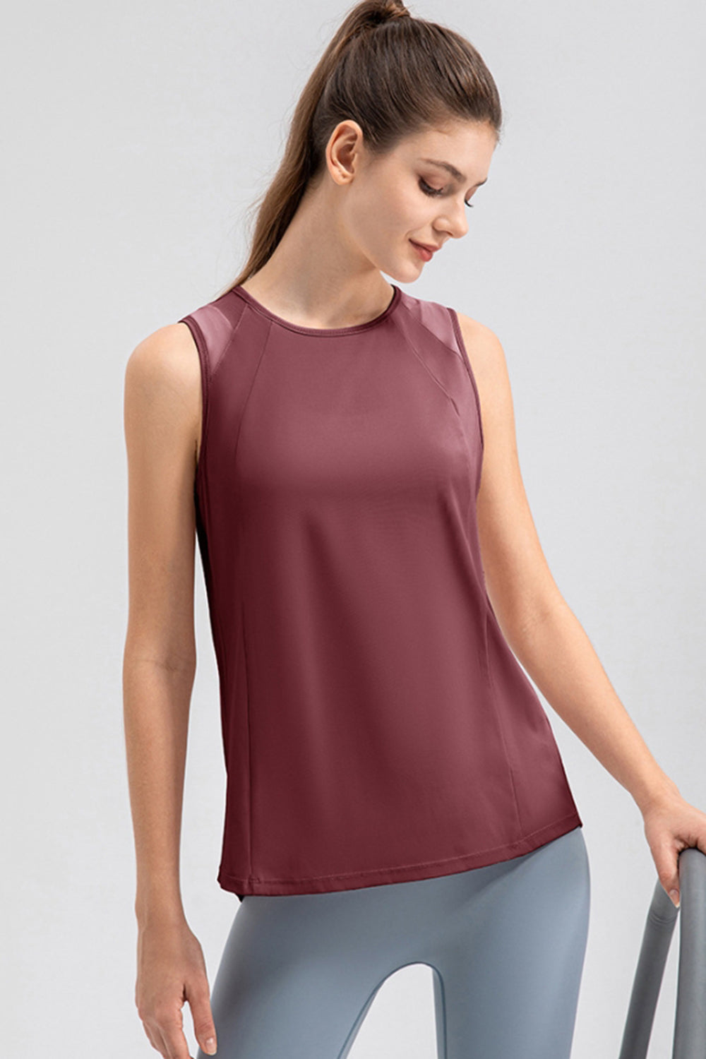 Round Neck Wide strap Active Tank 