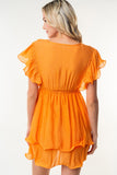 White Birch Full Size Short Sleeve Woven Layered Dress 