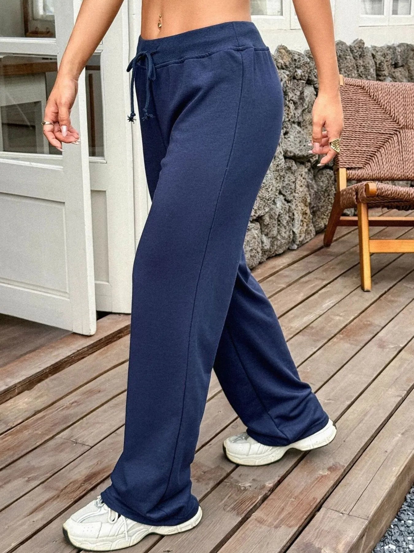 Drawstring Wide Leg Active Pants 
