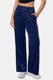 Drawstring Elastic Waist Straight Leg Pants 