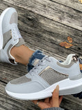 Lace-Up Rhinestone Wedge Sneakers 