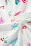Christmas Printed Collared Neck Top and Pants Lounge Set 