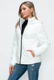 How Dare U Pocketed Zip Up Puffer Jacket with Removable Hood 