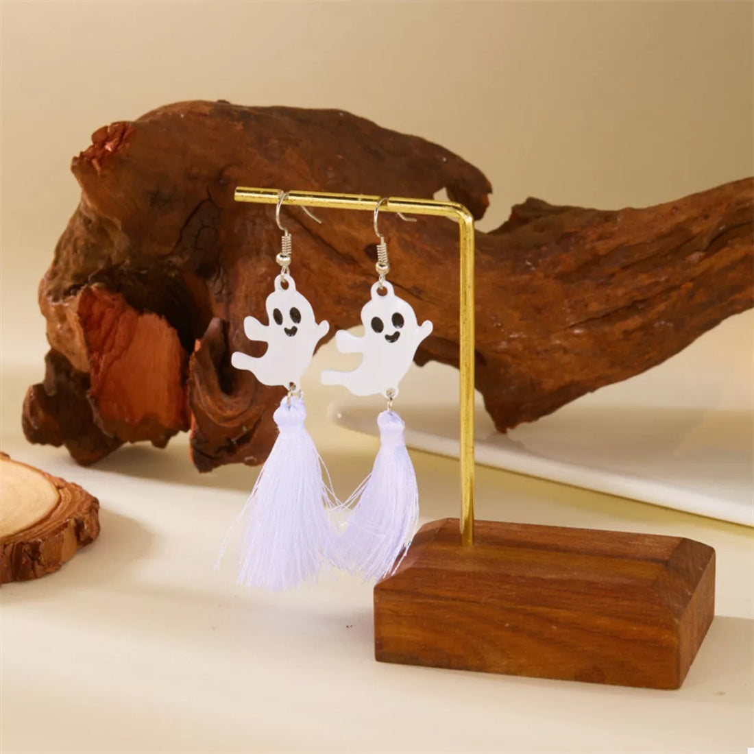 Halloween Ghost and Pumpkin Dangle Earrings 