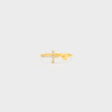 Heart Shape Cross Inlaid Zircon Open Ring 