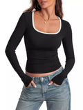 Scoop Neck Long Sleeve T-Shirt 