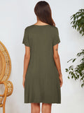 Notched Short Sleeve Mini Lounge Dress 
