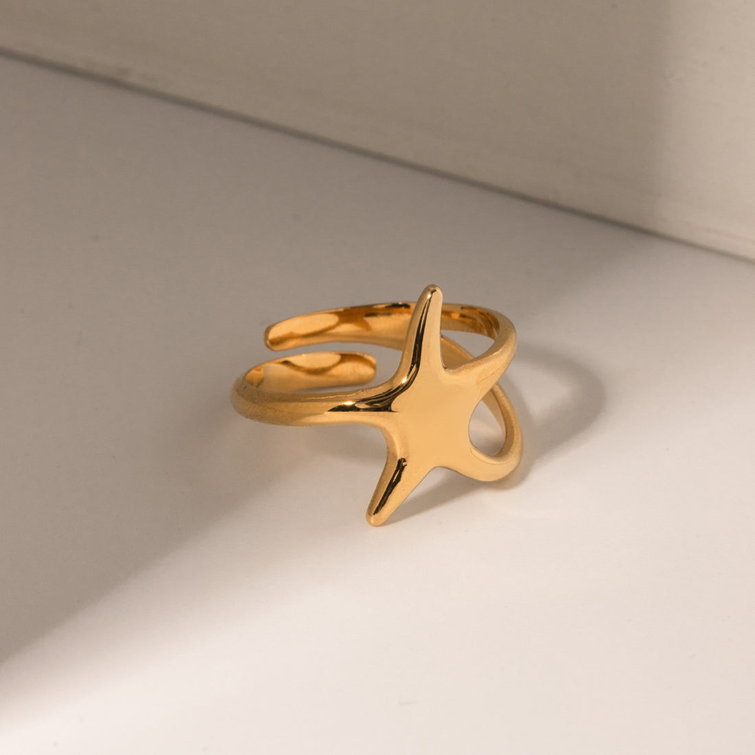 Gold-Plated Stainless Steel Star Ring 
