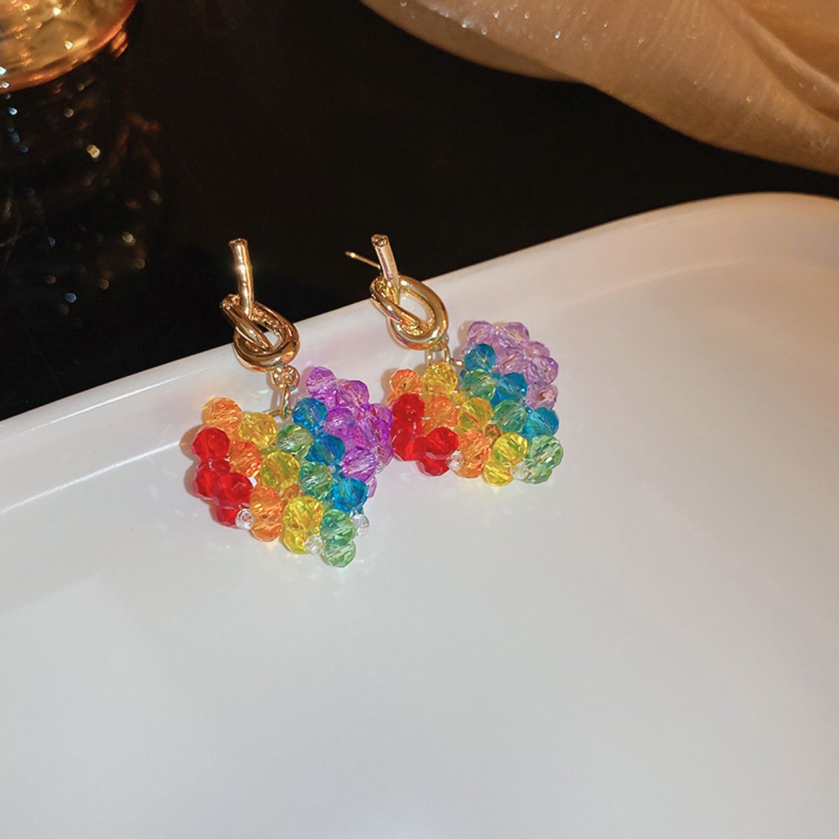 Contrast Crystal Bead Earrings 
