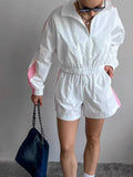 Zip Up Long Sleeve Jacket and Shorts Set Two Piece Dresses