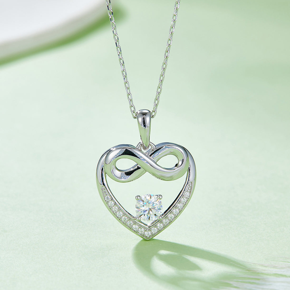 Moissanite 925 Sterling Silver Heart Necklace 