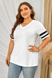 Plus Size Striped V-Neck Tee Shirt 