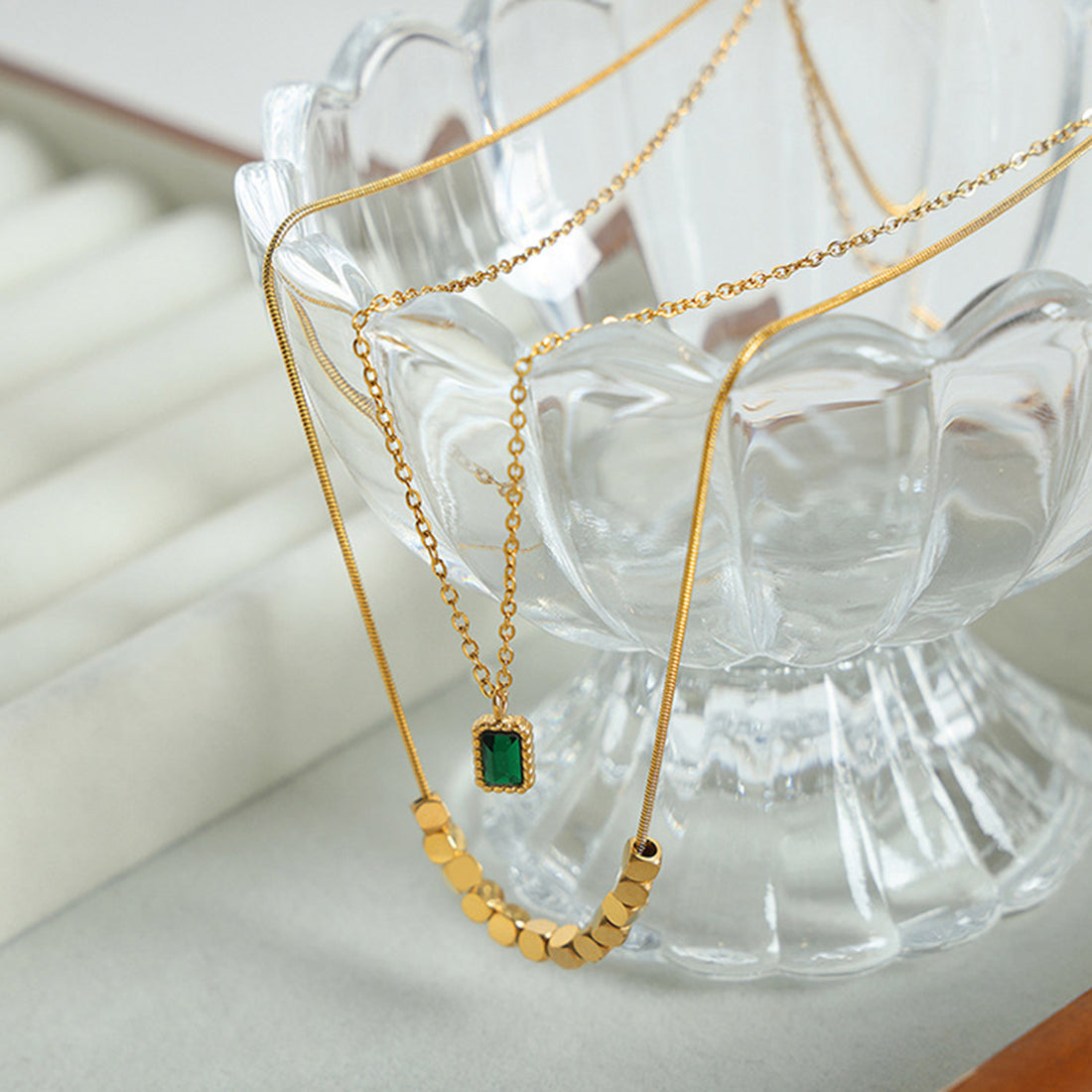 18K Gold-Plated Double-Layered Necklace 