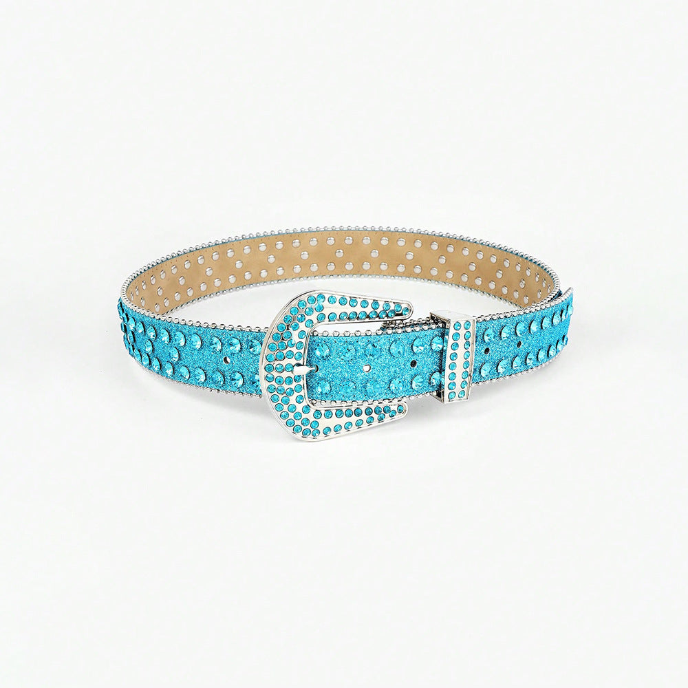 Rhinestone PU Leather Belt 