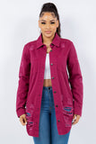 American Bazi Distressed Button Up Long Sleeve Denim Jacket 