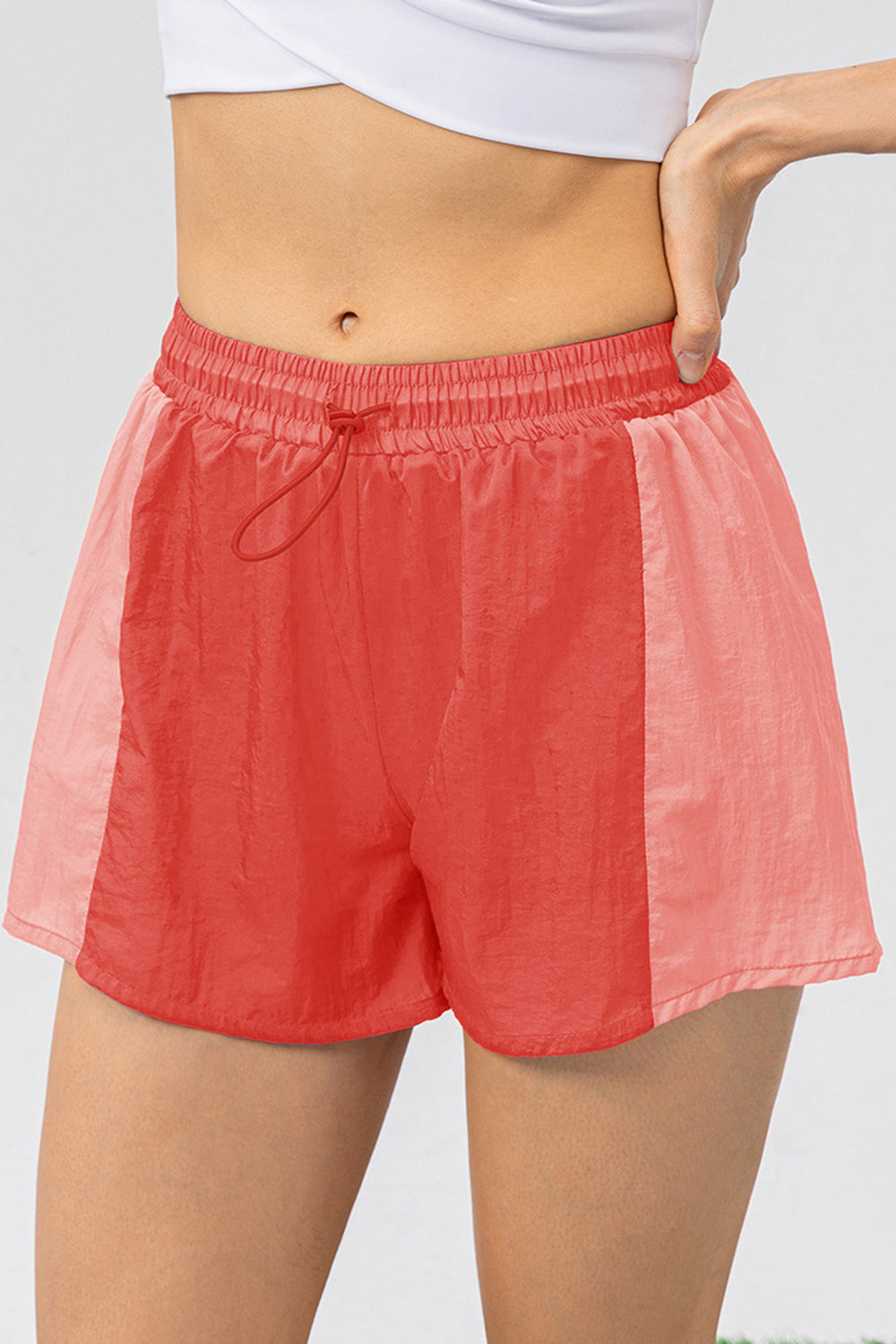 Color Block Drawstring Active Shorts 