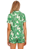 Printed Button Up Short Sleeve Top and Shorts Lounge Set Lingerie & Nightwear