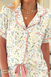 Printed Button Up Short Sleeve Top and Shorts Lounge Set Lingerie & Nightwear