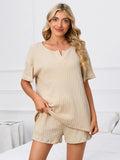 Notched Short Sleeve and Shorts Lounge Set Lingerie & Nightwear