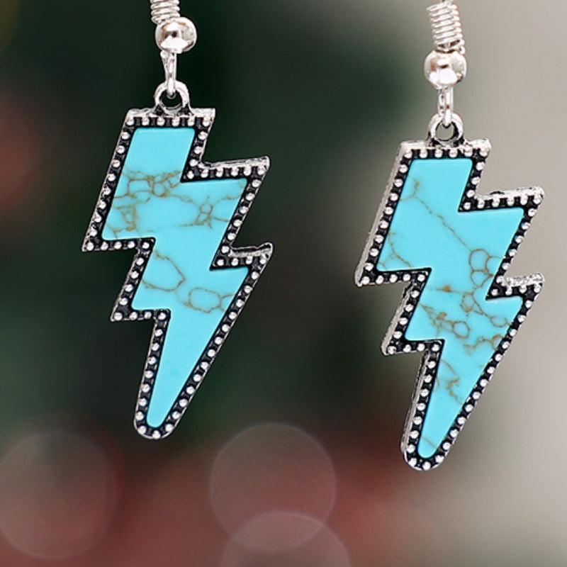 Artificial Turquoise Lightning Dangle Earrings 