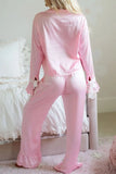 Collared Neck Long Sleeve Top and Pants Lounge Set Lingerie & Nightwear