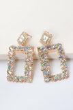 Square Shape Glass Stone Dangle Earrings 