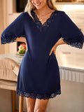 Lace Detail V-Neck Lounge Dress Lingerie & Nightwear