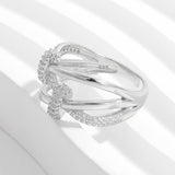 Inlaid Zircon 925 Sterling Silver Crisscross Ring 