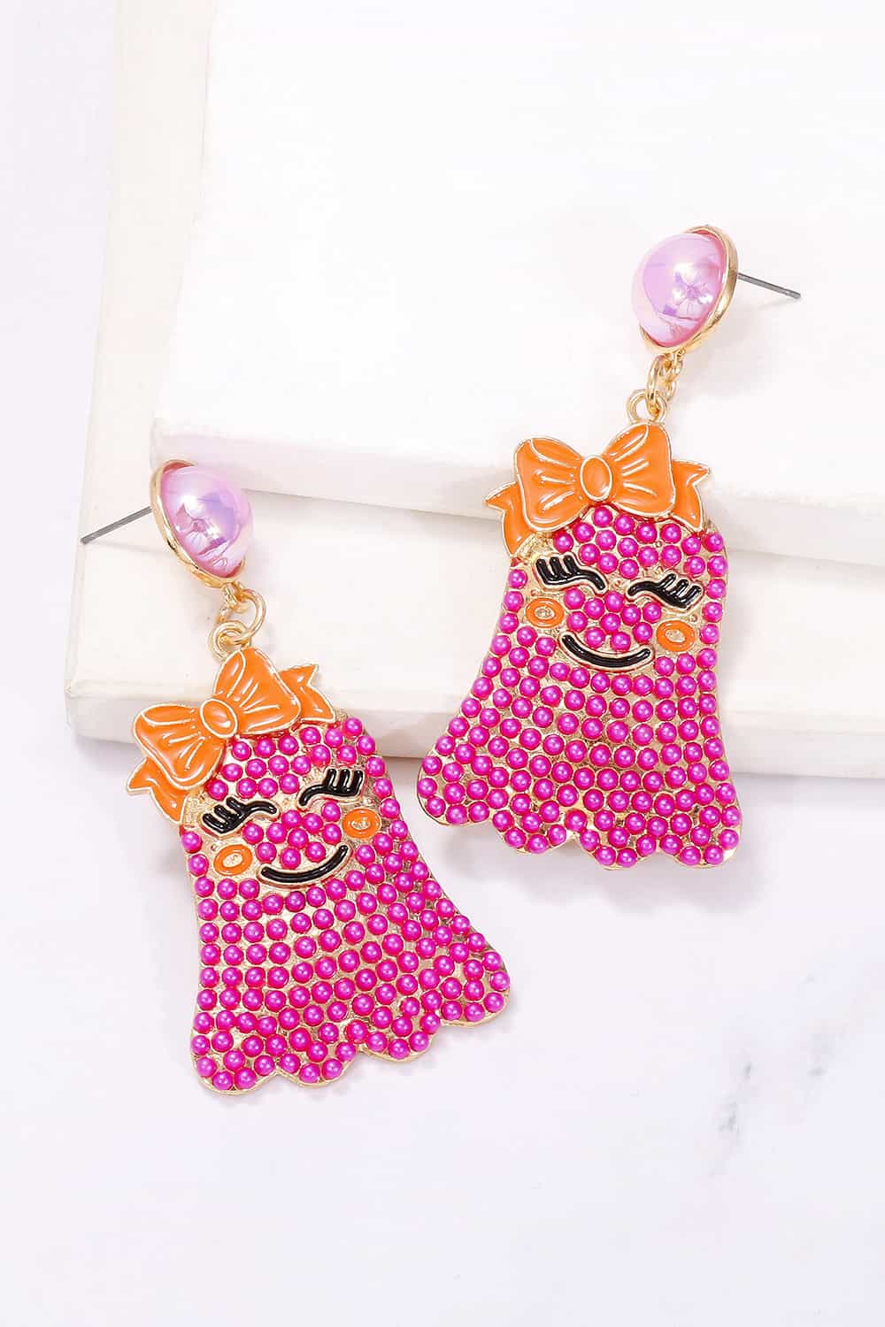 Smiling Ghost Shape Synthetic Pearl Earrings 