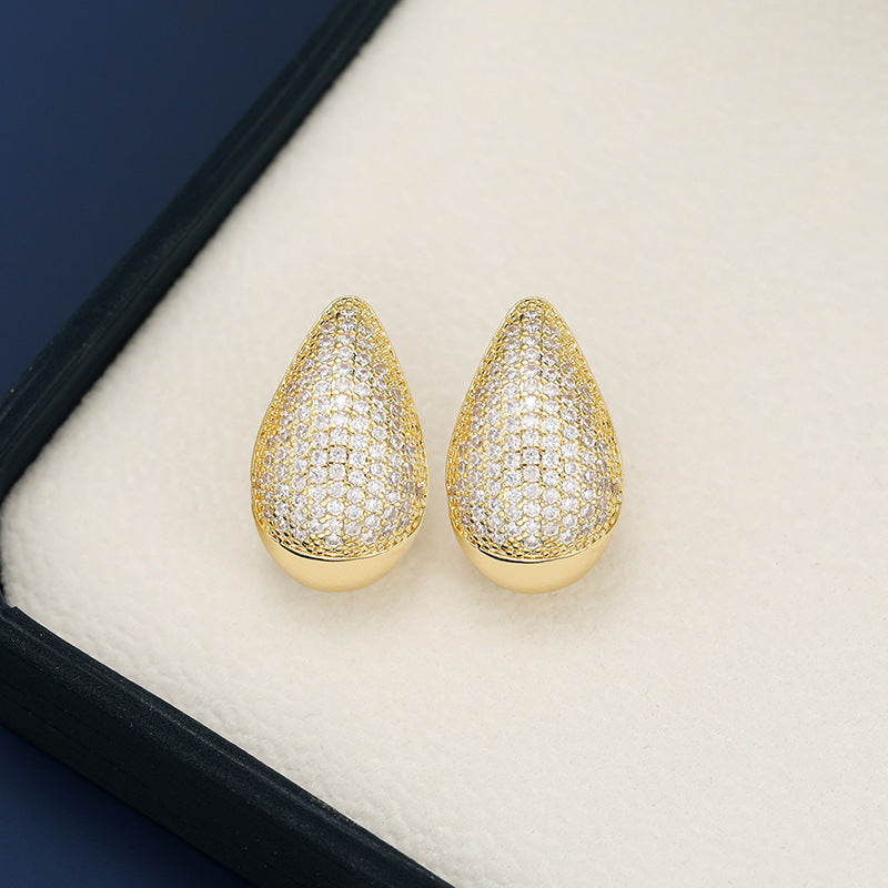 18K Gold-Plated Zircon Teardrop Earring 