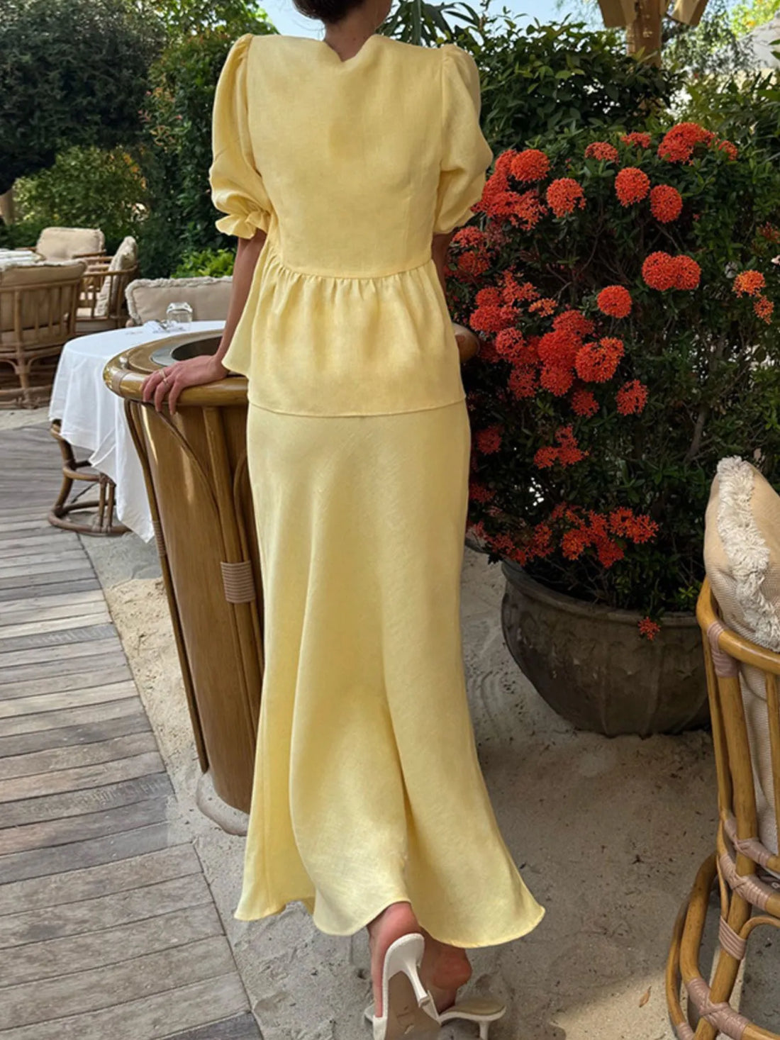 Tie Front Peplum Top and Skirt Set Two Piece Dresses