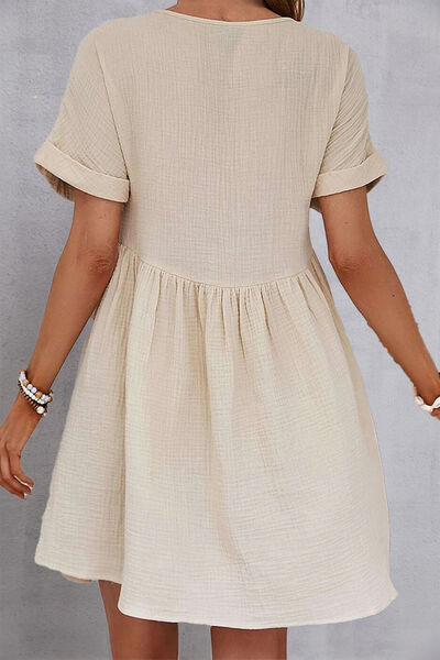 V-Neck Short Sleeve Dress Dresses