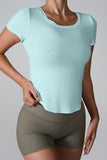 Cutout Round Neck Short Sleeve Active T-Shirt 