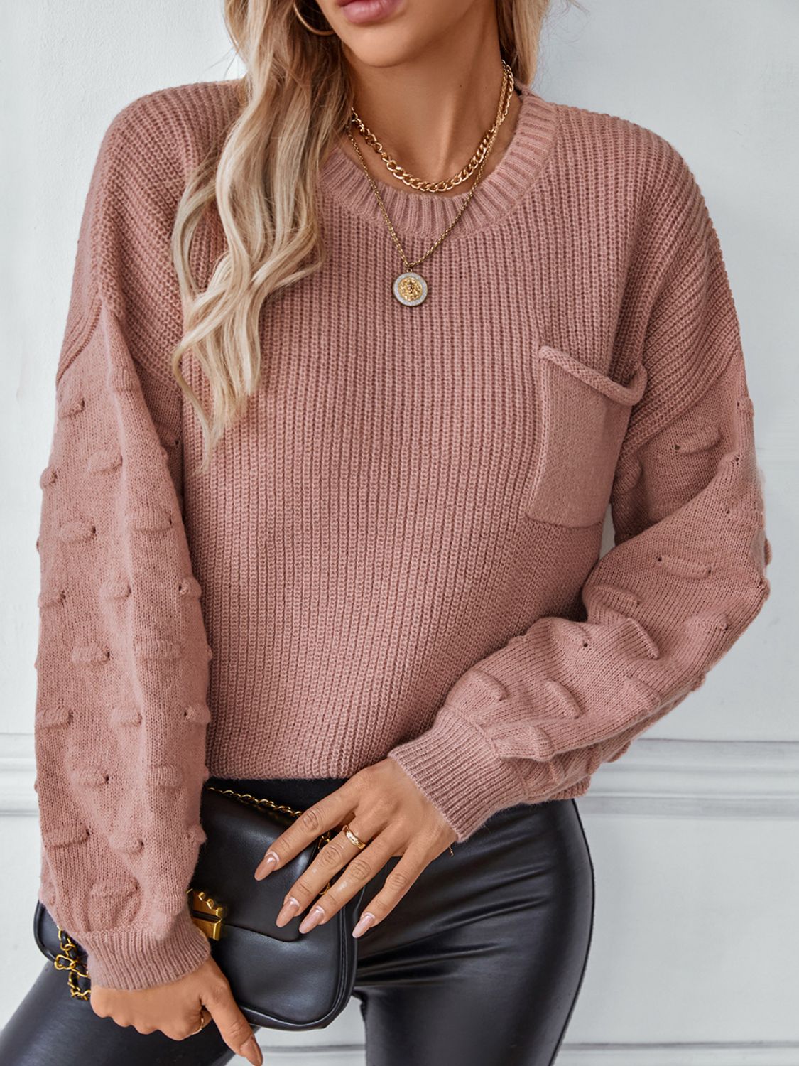 Round Neck Drop Shoulder Sweater 