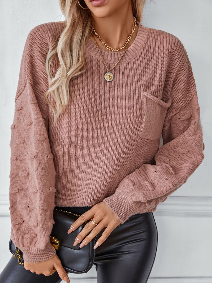 Round Neck Drop Shoulder Sweater 
