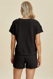 Double Take Full Size Texture Short Sleeve Top and Shorts Set 