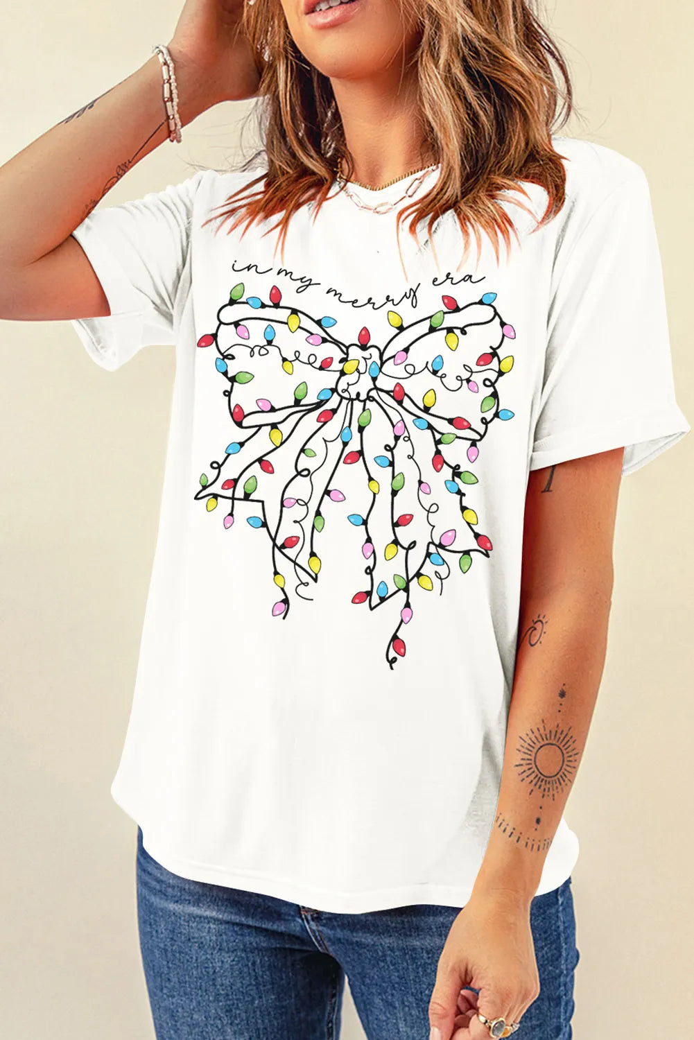 Full Size Bow Round Neck Short Sleeve T-Shirt 