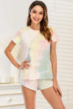 Tie-Dye Round Neck Short Sleeve Top and Shorts Lounge Set Lingerie & Nightwear
