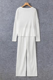 Round Neck Long Sleeve Top and Drawstring Pants Lounge Set Lingerie & Nightwear