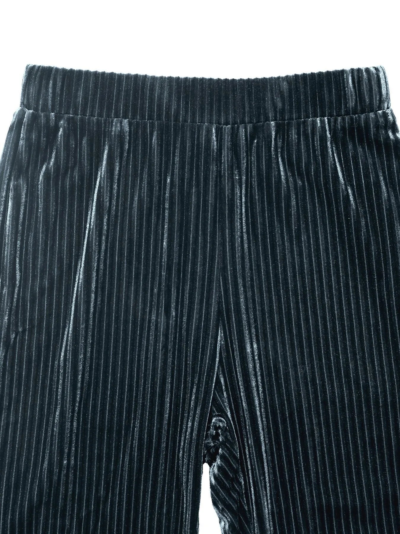 High-Waisted Ribbed Velvet Flare Pants 