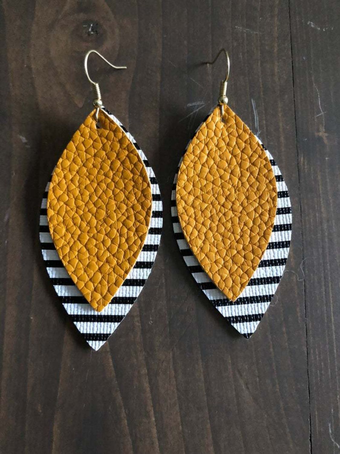 PU Leather Leaf Dangle Earrings 
