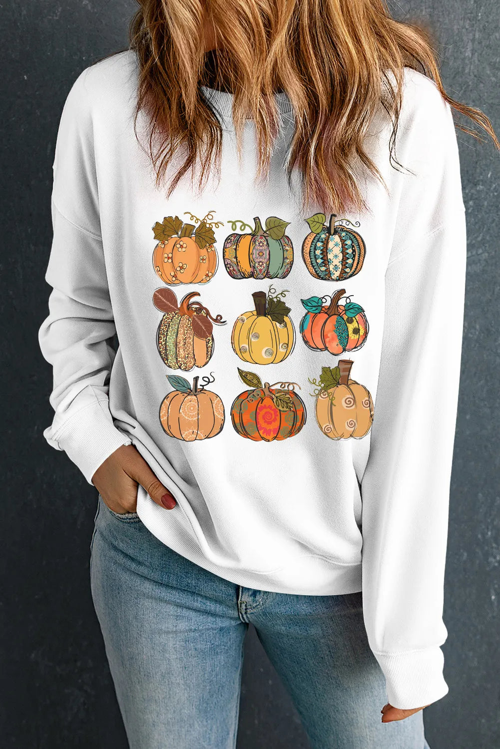 Pumpkin Graphic Long Sleeve Sweatshirt 