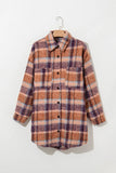 Plus Size Plaid Collared Neck Long Sleeve Jacket 